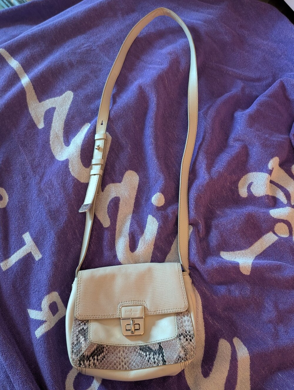 Cole Haan Small Ivory Leather Mini Crossbody Shoulder Bag